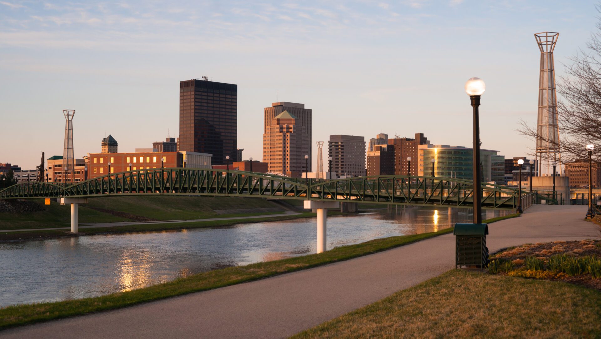 Dayton Ohio Downtown City Skyline Great Miami River